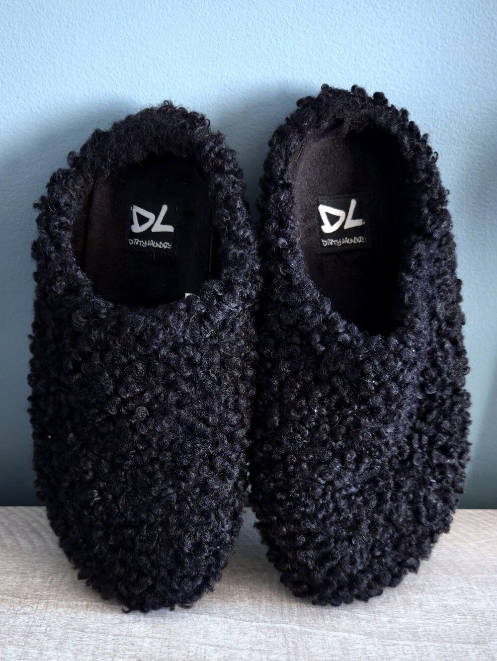 Dirty Laundry Black Sherpa Slip-On Slippers Shoes